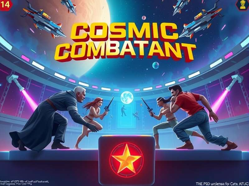 Cosmic Combatant game banner showing futuristic battle arena